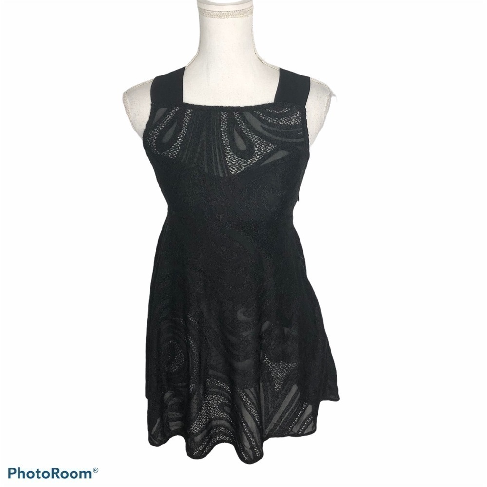 Free People Fit & Flare Black Top Sz XS